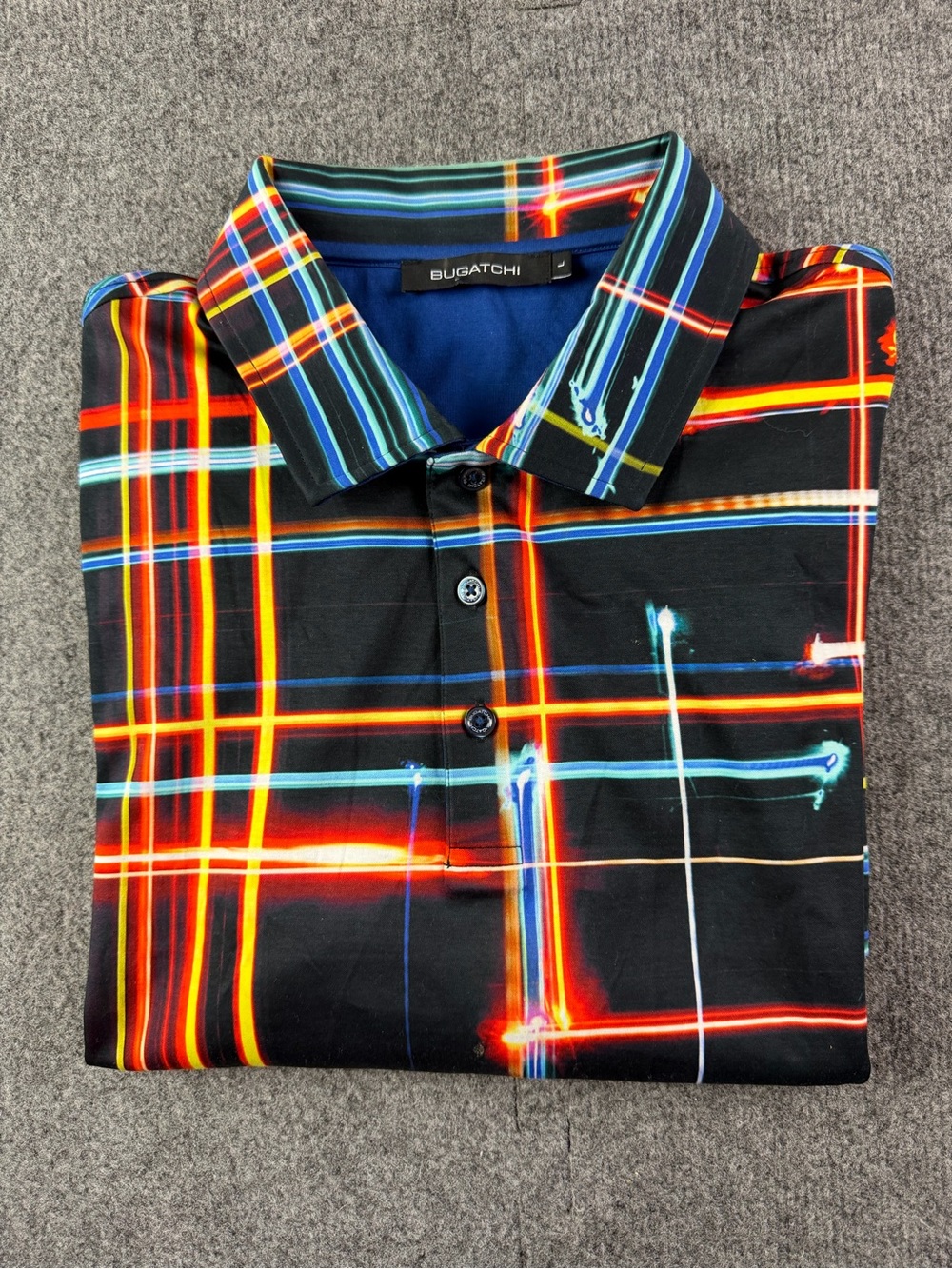 Bugatchi Mens 100% Mercerized Cotton S/S Polo Shirt Size L Multicolor